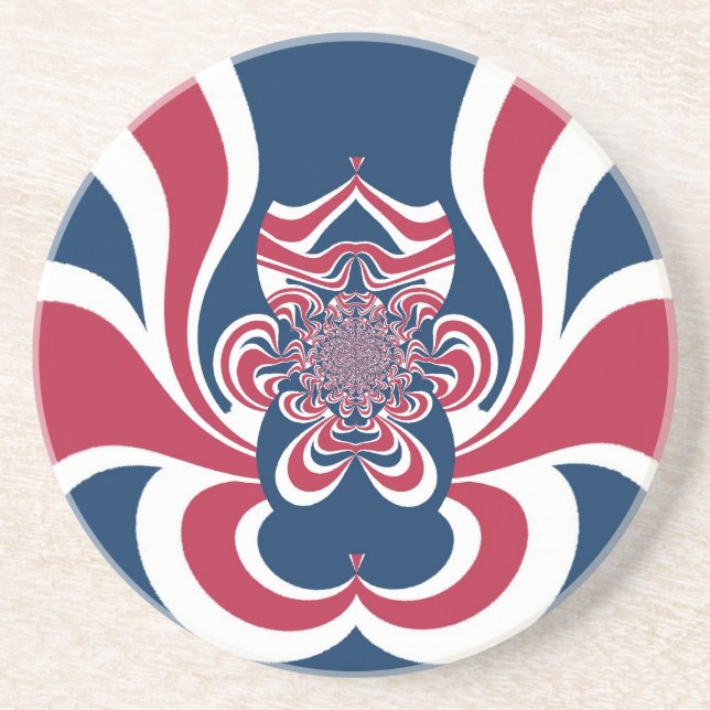 Dessous De Verre En Grès Rouge bleu Kaleidoscope (Devant)