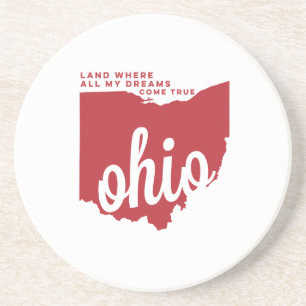 Dessous De Verre En Grès rouge de cerise des textes de chanson de l'Ohio