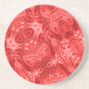 Dessous De Verre En Grès Rouge écarlate art moderne abstrait Rond Sous-verr