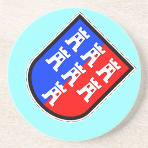 Dessous De Verre En Grès Rouge et Bleu, il doit