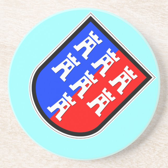 Dessous De Verre En Grès Rouge et Bleu, il doit (Devant)