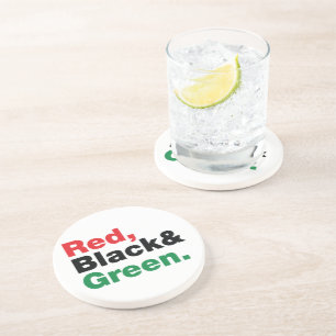 Dessous De Verre En Grès Rouge, Noir et Vert.