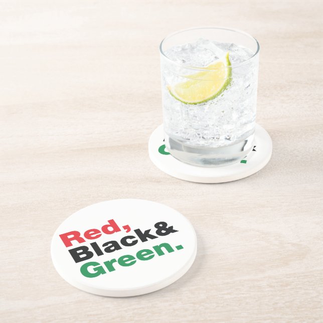 Dessous De Verre En Grès Rouge, Noir et Vert. (Côté)