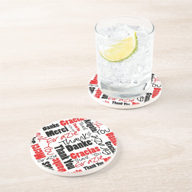 Dessous De Verre En Grès Rouge noir Merci mot Cloud (Côté)