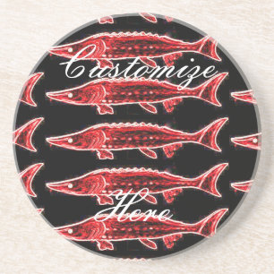 Dessous De Verre En Grès rouge sturgeon noir