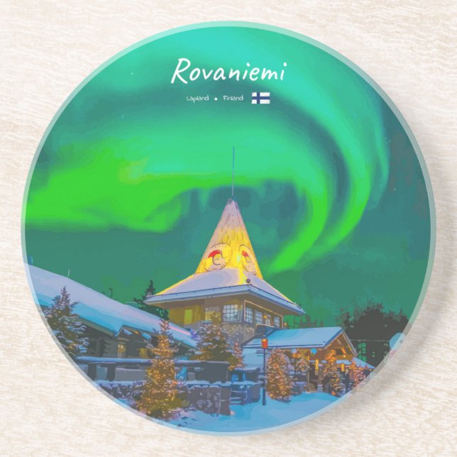 Dessous De Verre En Grès Rovaniemi, Finlande - Aurore magique (Devant)