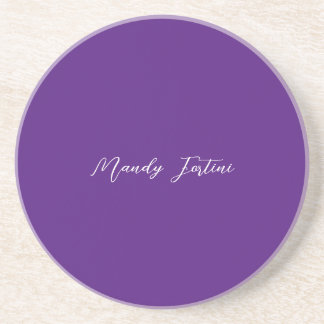 Dessous De Verre En Grès Royal Purple Plain Élégante Calligraphie minimalis