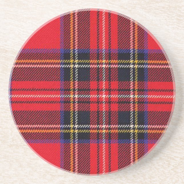 Dessous De Verre En Grès Royal Stewart tartan rouge noir plaid (Devant)