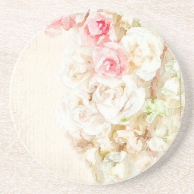 Dessous De Verre En Grès Rubans et dentelle de roses (Devant)