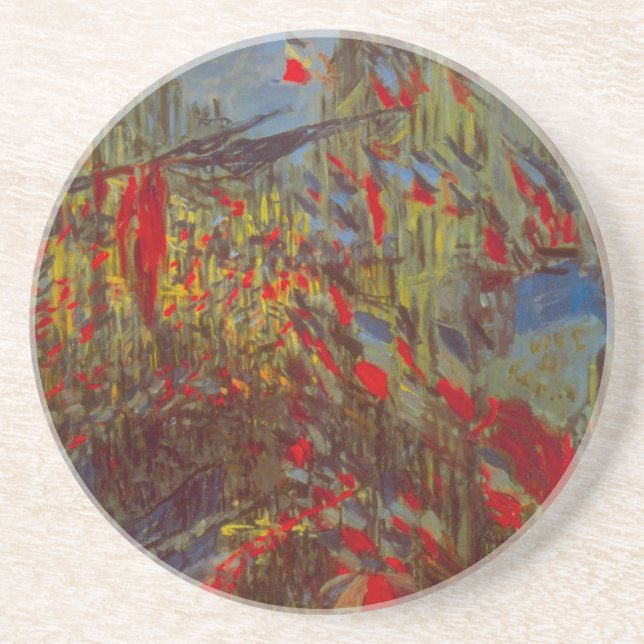 Dessous De Verre En Grès Rue Montorgueil aux drapeaux de Claude Monet (Devant)