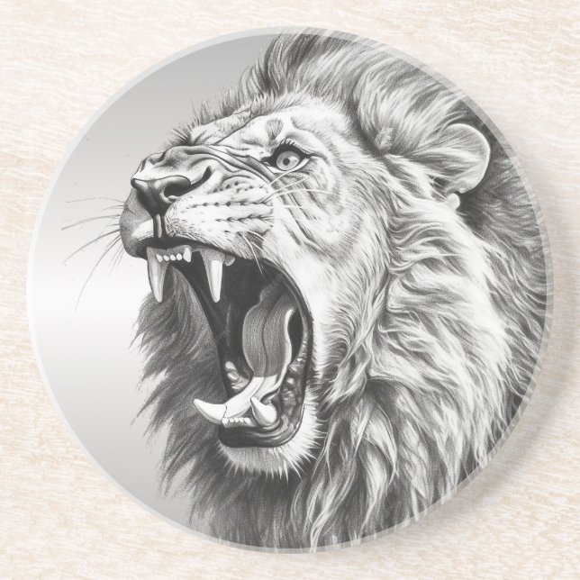 Dessous De Verre En Grès Rugissement du Lion  (Devant)