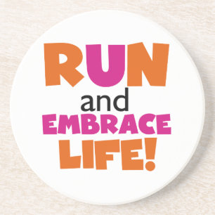 Dessous De Verre En Grès Run and Embrassez Life Orange Pink