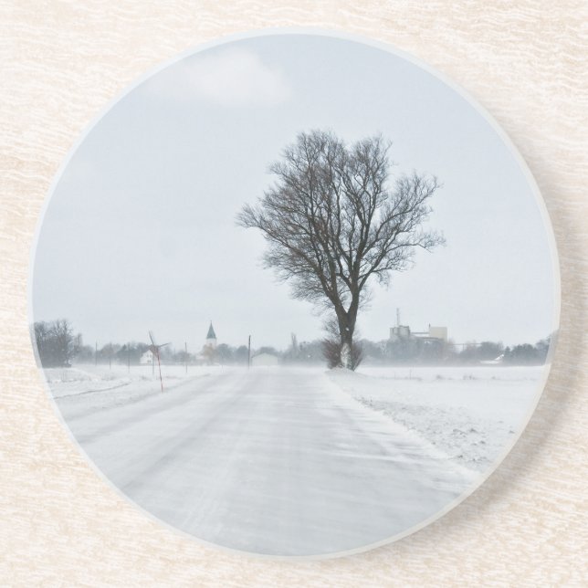 Dessous De Verre En Grès Rural winter road (Devant)