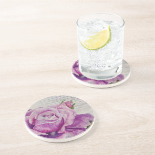 Dessous De Verre En Grès Russe Aquarelle violet Rose