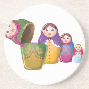Dessous De Verre En Grès Russian Nesting Dolls