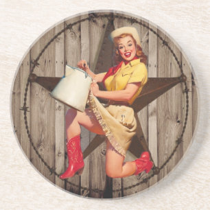 Dessous De Verre En Grès rustic BarnWood Texas star western country cowgirl