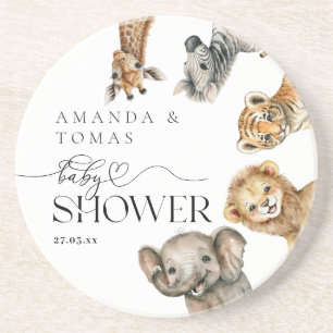 Dessous De Verre En Grès Safari Animaux Baby shower moderne