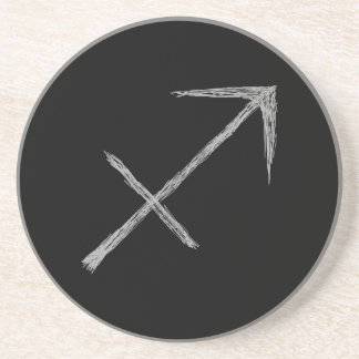 Dessous De Verre En Grès Sagittarius. Signe d'astrologie zodiaque.Noir.