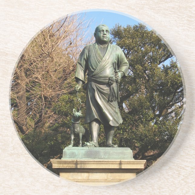 Dessous De Verre En Grès Saigo Takamori (Le Dernier Samurai) & Statue du Ch (Devant)