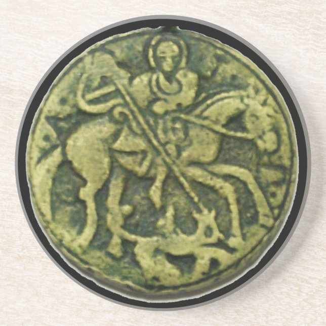 DESSOUS DE VERRE EN GRÈS SAINT GEORGE ET DRAGON MEDALLION (Devant)