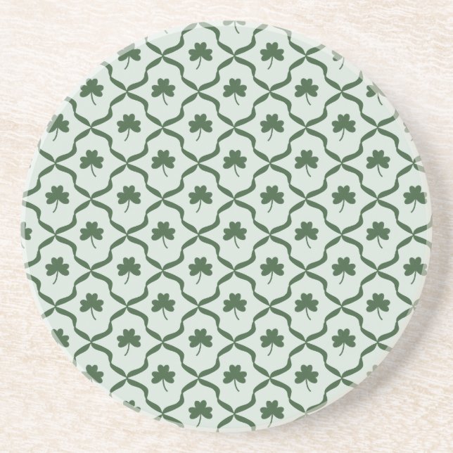 Dessous De Verre En Grès Saint-Patrick Préparatifs Shamrock Trèfle Treillis (Devant)