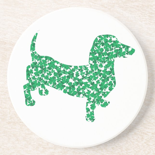 Dessous De Verre En Grès Saint Patrick's Day Dachshund (Devant)