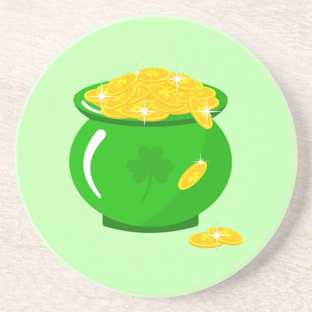 Dessous De Verre En Grès Saint Patrick's Day Shamrock Pot of Gold Celtic Kn (Devant)