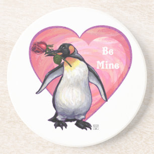 Dessous De Verre En Grès Saint-Valentin Penguin