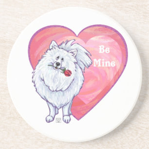 Dessous De Verre En Grès Saint Valentin Poméranie Blanche