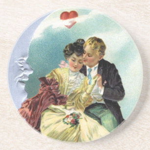 Dessous De Verre En Grès Saint-Valentin victorien d'amour et de romance vin