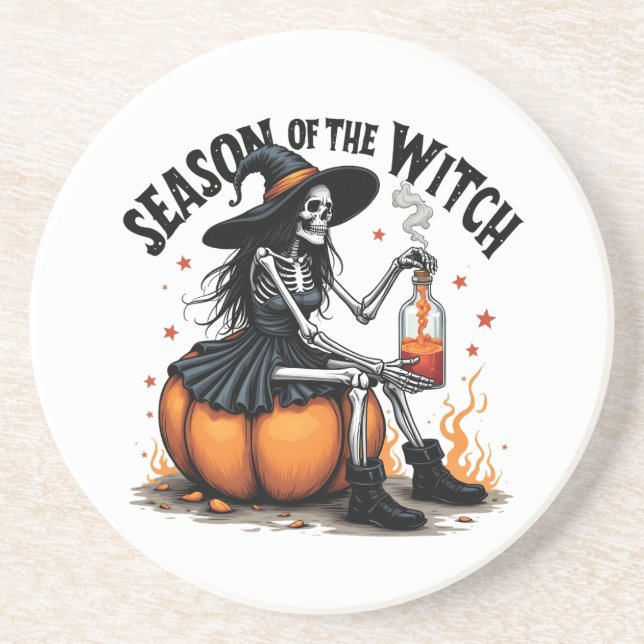 Dessous De Verre En Grès Saison De La Sorcière Éffrayante Hallowee Wtich (Devant)