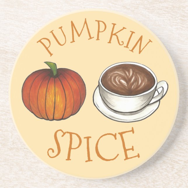 Dessous De Verre En Grès Saison épicée citrouille Automne Café Latte Automn (Devant)