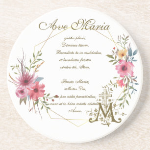 Dessous De Verre En Grès Salut Marie Prière Religieuse Ave Maria Latin