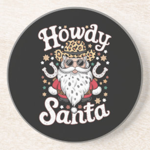 Dessous De Verre En Grès Salut Santa Cow-boy Occidental Cadeau de Noël Rode