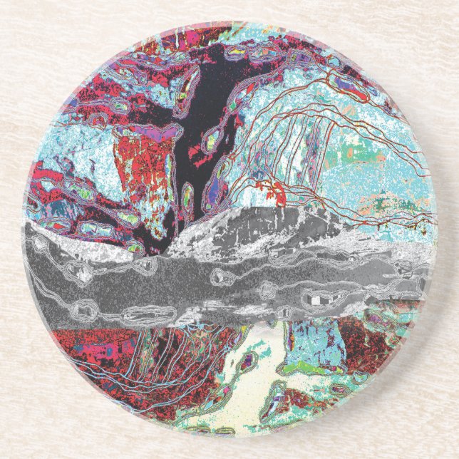 Dessous De Verre En Grès Sandstone Coaster – Strata Pulse (Devant)