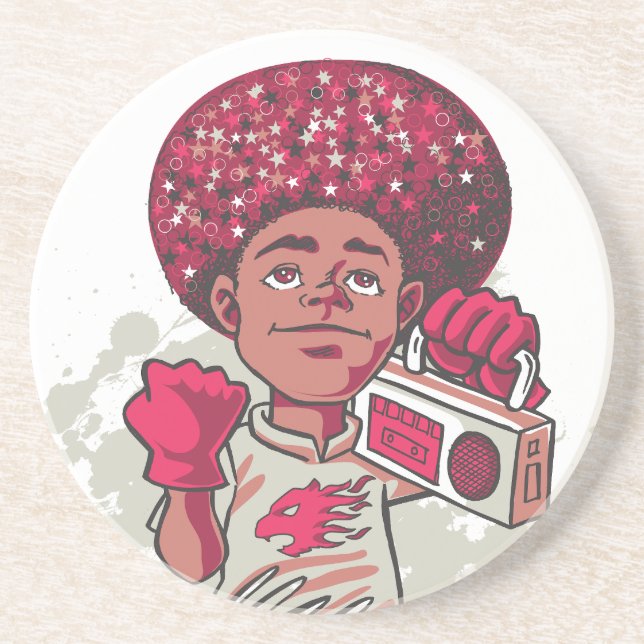 Dessous De Verre En Grès Sandstone Coaster – YOUTH Power Afro & Boombox  (Devant)