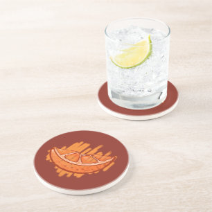 Dessous De Verre En Grès Sang Motif de fruits orange