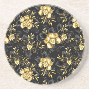 Dessous De Verre En Grès Sans couture avec orchidées de bijoux