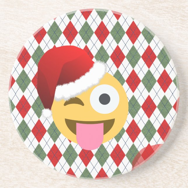 Dessous De Verre En Grès santa claus wink emoji (Devant)