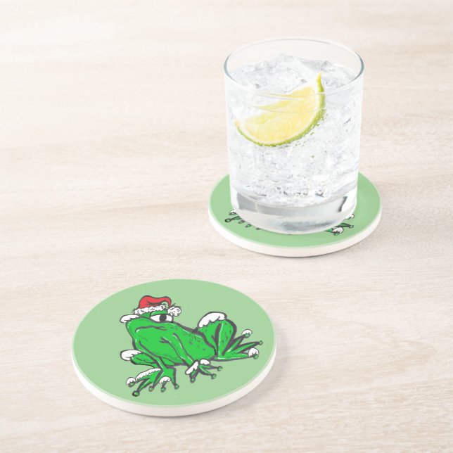 Dessous De Verre En Grès Santa Frog Cartoon Cust. BC Coaster (Côté)