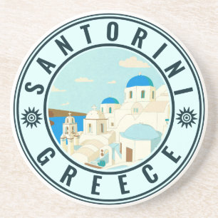 Dessous De Verre En Grès Santorini Grèce île Vintage voyage Souvenir