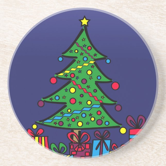 Dessous De Verre En Grès sapin de Noël (Devant)
