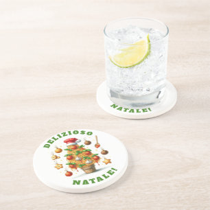 Dessous De Verre En Grès Sapin de Noël Spaghetti Drôle Delizioso Natale !