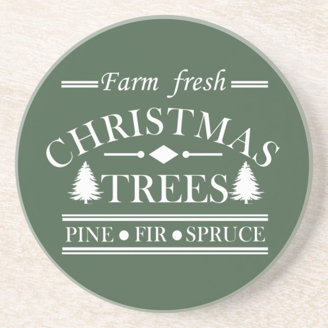 Dessous De Verre En Grès sapins de noël frais de la ferme (Devant)