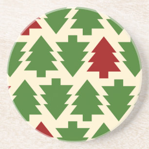 Dessous De Verre En Grès Sapins de Noël Motif de Fêtes