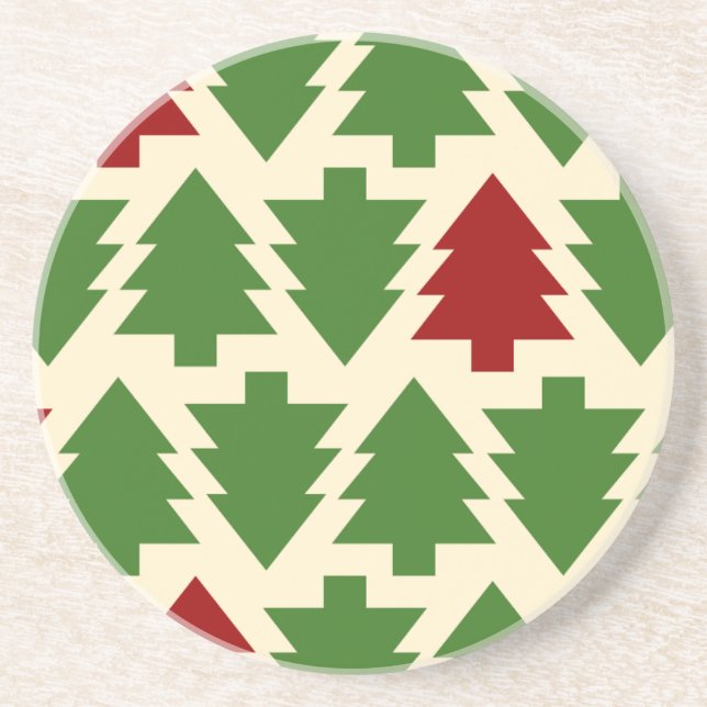 Dessous De Verre En Grès Sapins de Noël Motif de Fêtes (Devant)