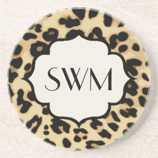 Dessous De Verre En Grès Sassy Empreinte de léopard Monogramme
