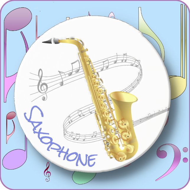 Dessous De Verre En Grès SAXOPHONE - Couvre-pain de grès rond (Créateur téléchargé)