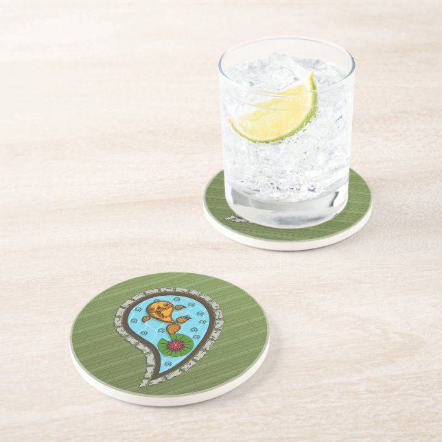 Dessous De Verre En Grès Scales the Goldfish Sandstone Coaster (Côté)