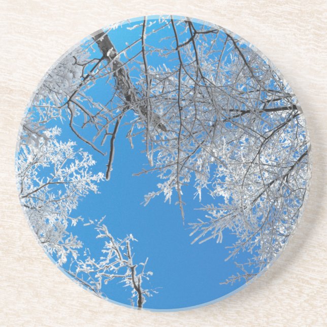 Dessous De Verre En Grès Scène hivernale neigeuse (Devant)